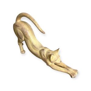 Cubist Collection Cat Stretching Stone Art Deco Sculpture